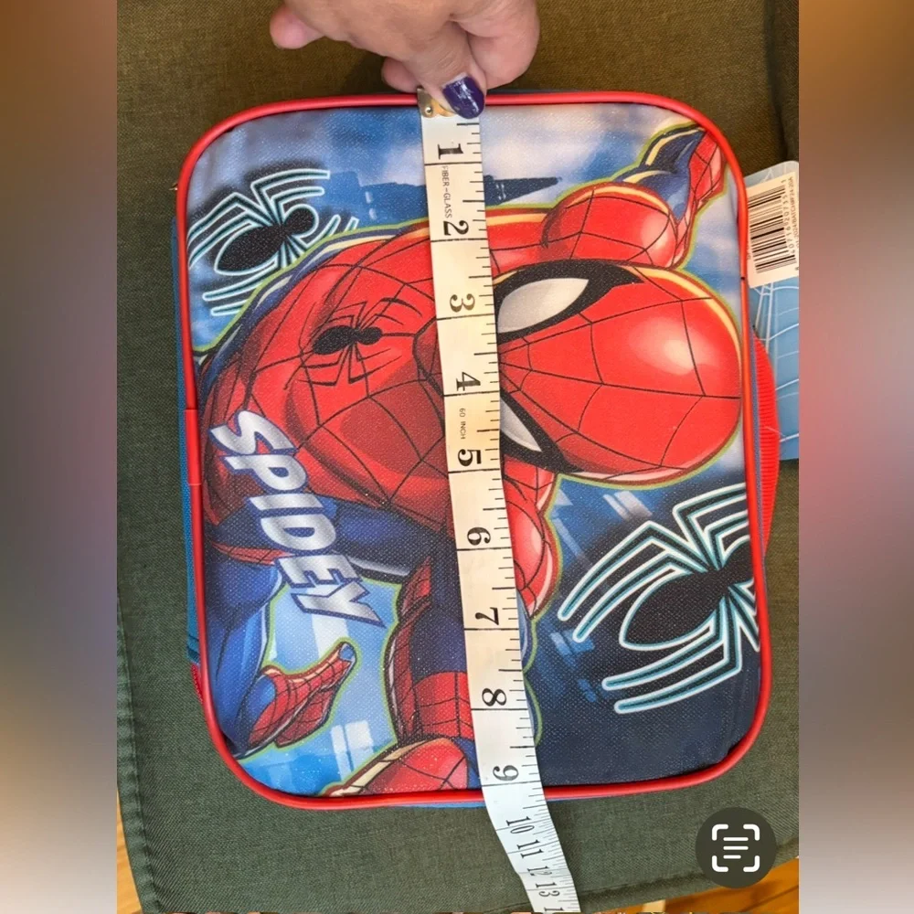 NWT Marvel Comics Spiderman Backpack lunch tote bag zippered travel set